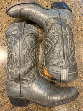 Vintage Caribou Tony Lama Gold-Black Label Cowboy Boots 11.5B